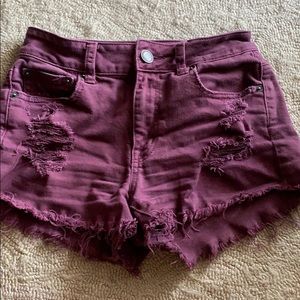 Maroon jean shorts